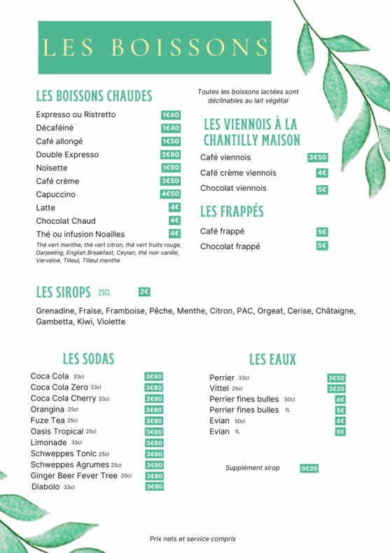 CARTE DES BOISSON PAGE 1