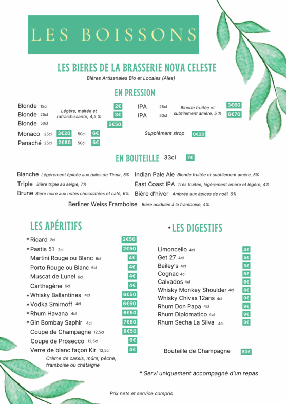 CARTE DES BOISSON PAGE 2