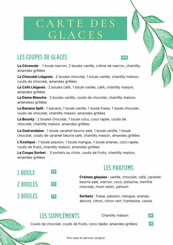 CARTE DES GLACES