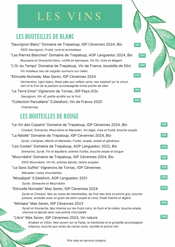 CARTE DES VINS PAGE 2