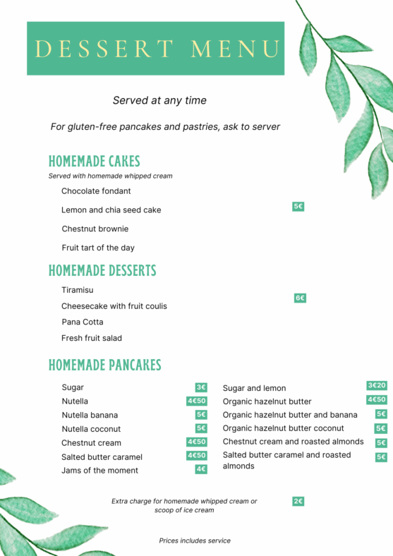 DESSERT MENU